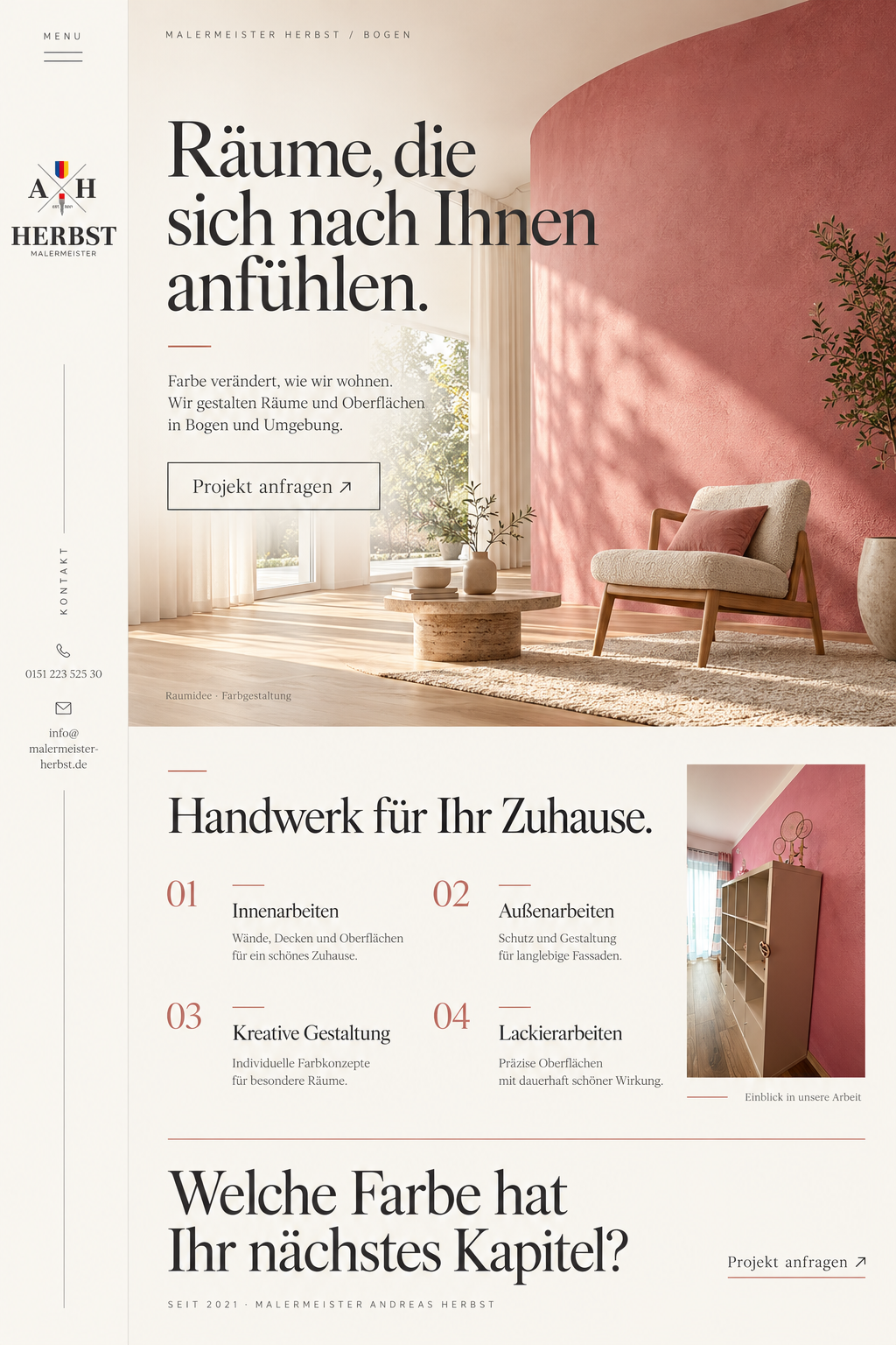 Website-Bildentwurf für Malermeister Herbst: Raumjournal