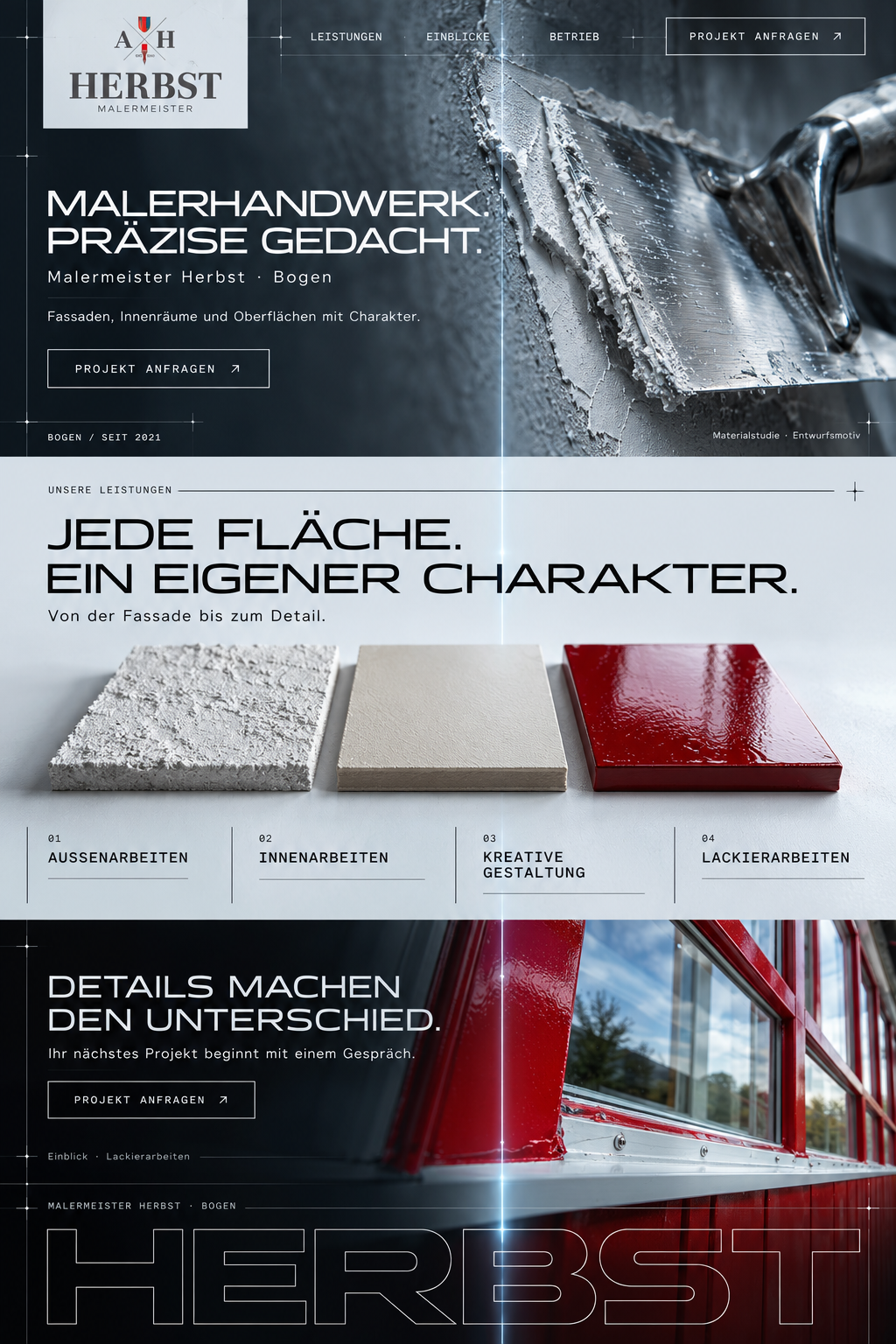 Website-Bildentwurf für Malermeister Herbst: Technische Präzision