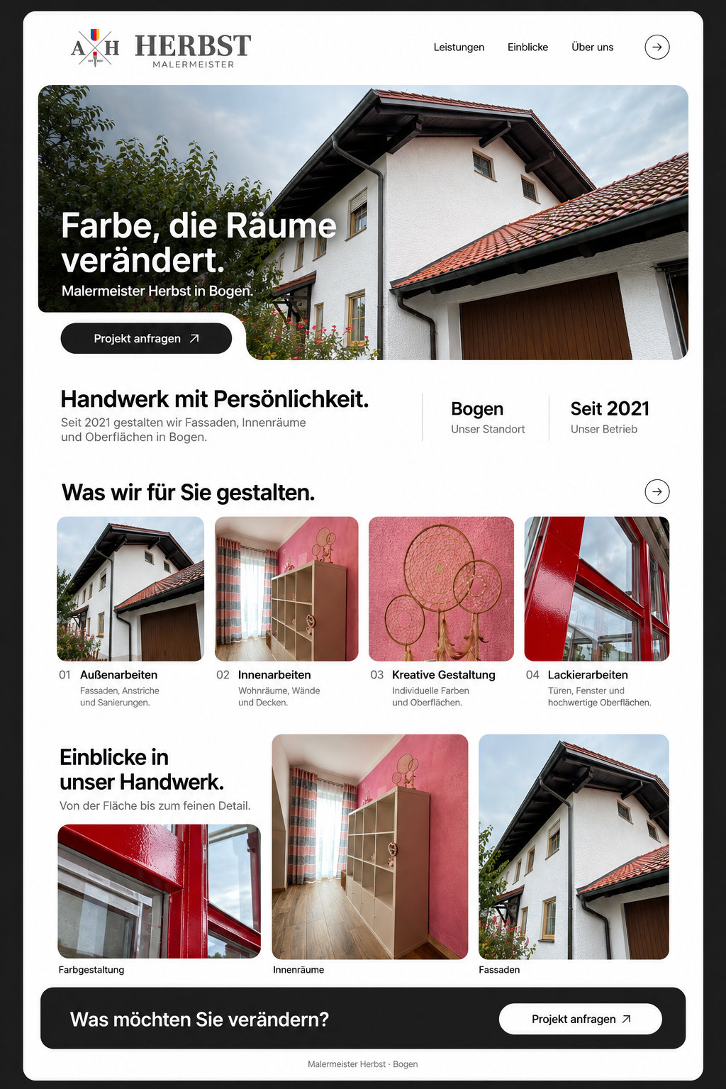 Website-Bildentwurf für Malermeister Herbst: Raum & Architektur